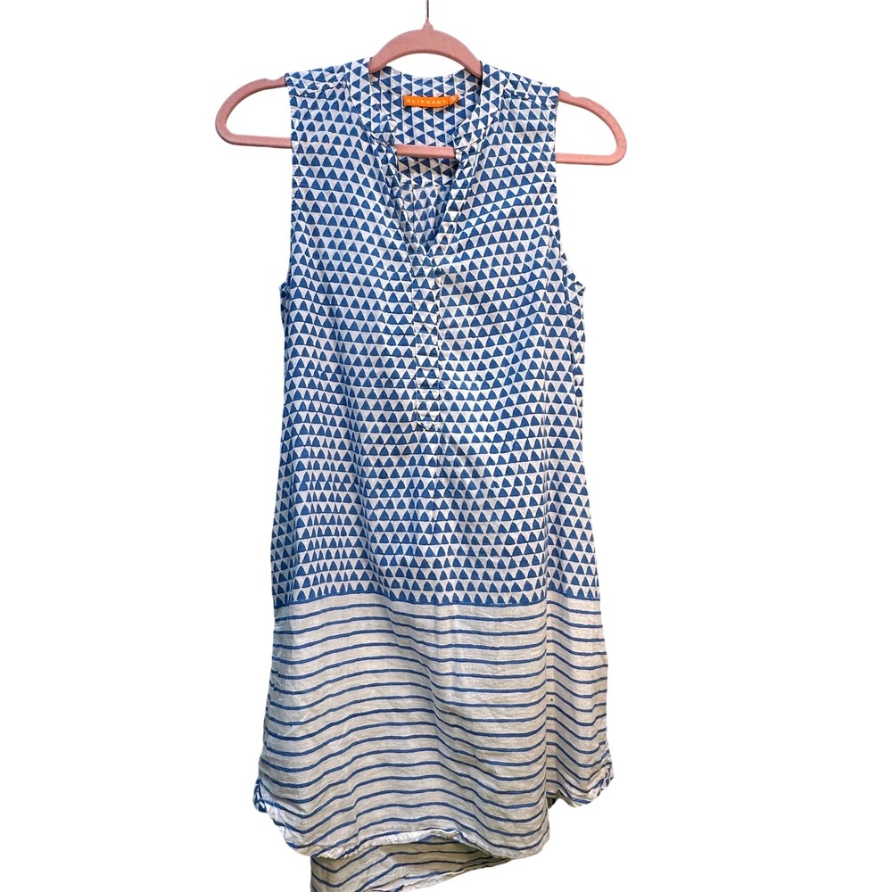 Oliphant Geometric Triangle Stripe Shift Dress Block Printed S
